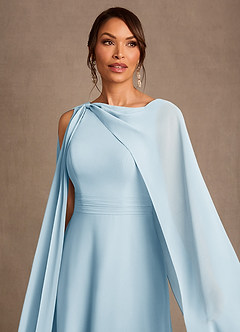 Azazie Liddie vestidos de madre de la novia Vestido de Azul Cielo de Gasa de Corte en A con Plisado image5