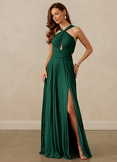 Christian Siriano Bridal for Azazie 1009 Bridesmaid Dresses Emerald A-Line Pleated Chiffon Dress image8