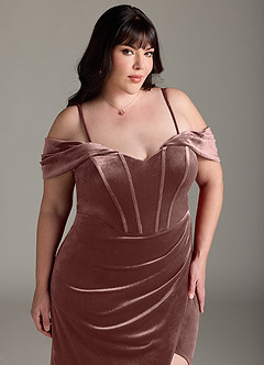 Azazie Jas Bridesmaid Dresses Espresso Sheath Off-The-Shoulder Corset Velvet Convertible Dress image18