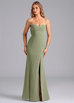 Azazie Wynni Bridesmaid Dresses Pistachio Mermaid Corset Chiffon Dress image4