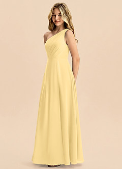 Azazie Phaedra Junior Butter A-Line Pleated Chiffon Dress image4