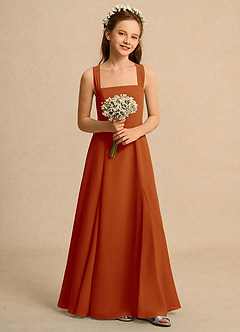 Azazie Tater Junior Formal vestidos de niña de las flores Vestido de Pimenton de Gasa de Corte En A con Plisado image4