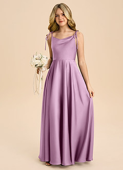 Azazie Popsy Junior Linia A Ukłon Satyna elastyczna Długość podłogi Młodsza druhna Sukienka image5