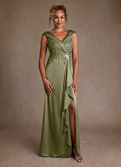 Azazie Santa Monica Mother of the Bride Dresses Pistachio A-Line Lace Dress image3