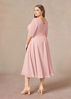 Azazie Naomi Abiti per la Madre della Sposa Abito A-Line in Chiffon Plissettato con Scollo a Barca Rosa Cipria image13