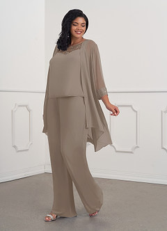 Azazie Maura Mother of the Bride Dresses Taupe Jumpsuit/Pantsuit Sequins Chiffon Dress image8