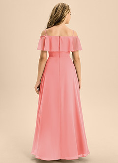 Azazie Maggie Junior Coral A-Line Off the Shoulder Chiffon Dress image6