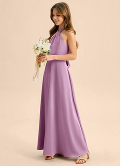 Azazie Beah Junior Robe Trapèze en Satin extensible Plissée Glycine image7