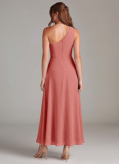 Azazie Brooke Robes de demoiselle d'honneur Robe Trapèze en Mousseline de soie Une épaule Antique Rose image5