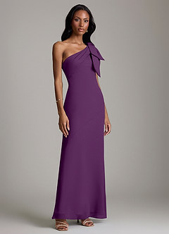 Azazie Yuanna Bridesmaid Dresses Grape Mermaid One Shoulder Chiffon Dress image4