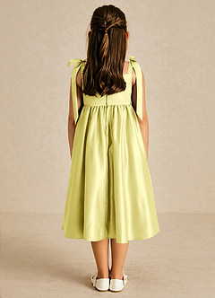 Azazie Chelsie Flower Girl Dresses Lemon Sorbet A-Line Bow Matte Satin Dress image2