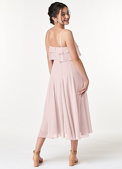 Azazie Ensley Junior Blushing Pink A-Line Pleated Chiffon Dress image6