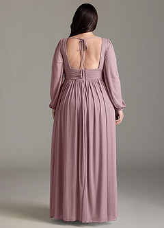 Azazie Norah Bridesmaid Dresses Dusty Rose V-Neck Long Sleeve Dress image7