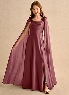 Azazie Rosita Girls Formal Flower Girl Klänningar Klä A-Line i Stretch Satin Plisserad image3