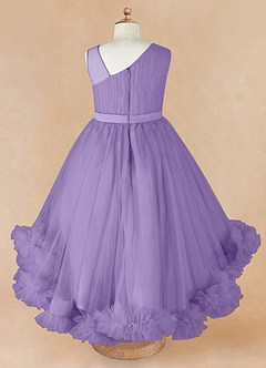 Azazie Lottie Flower Girl Dresses Tahiti A-Line One Shoulder Satin Dress image6