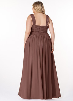 Azazie Zapheira Bridesmaid Dresses Espresso A-Line Ruched Chiffon Dress image8