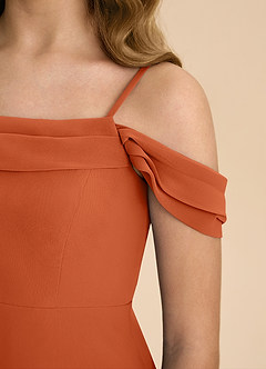 Azazie Anselie Junior Vestido de Naranja Quemada de Gasa de Corte en A con Vestidos sin tirantes image8