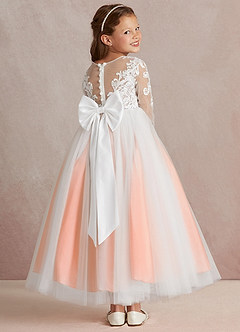 Azazie Elodie Flower Girl Dresses Ivory Sunset Ball-Gown Lace Dress image4