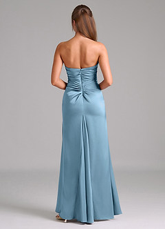 Azazie Lucille Bridesmaid Dresses Steel Blue Mermaid Strapless Stretch Satin Convertible Dress image2