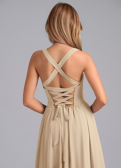 Azazie Francis Bridesmaid Dresses Champagne A-Line Corset Chiffon Dress image7