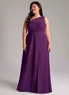 Azazie Phaedra Bridesmaid Dresses Grape A-Line One Shoulder Chiffon Dress image16