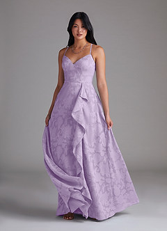 Azazie Naeem Robes de demoiselle d'honneur Robe Trapèze en Blumen-Burnout Lilas image4