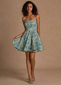 Mirelle Lake Blue Floral Jacquard Mini Dress image6