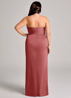 Azazie Jemma Suknie dla druhen Osłona Pofałdowany Satyna elastyczna Do ziemi Sukienka image12