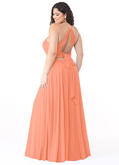 Azazie Evalleen Robes de demoiselle d'honneur Robe Trapèze en Mousseline de soie Plissée Coucher De Soleil image8