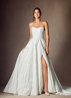 Azazie Gladiola Wedding Dresses Diamond White Ball-Gown Sweetheart Neckline Floral Burnout Jacquard Dress image12