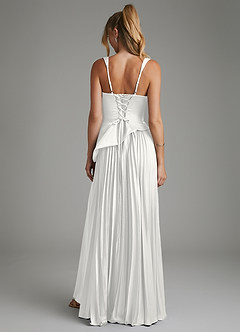 Azazie Stephanie Bridesmaid Dresses White A-Line Corset Stretch Satin Dress image2