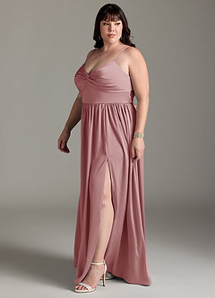 Azazie Zeya Bridesmaid Dresses Dusty Rose A-Line Pleated Stretch Satin Dress image13