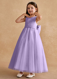 Azazie Cookie Flower Girl Dresses Lilac A-Line Bow Tulle Dress image4