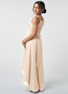 Azazie Oaklynn Junior Robe Trapèze en Mousseline de soie Plissée Albâtre Blanc image5