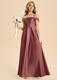 Azazie Sissy Junior Abito A-Line in Raso Elasticizzato a Spalla Scoperta Ametista image3