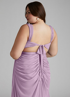 Azazie Jesaphine Bridesmaid Dresses Wisteria Sheath Ruched Mesh Dress image7