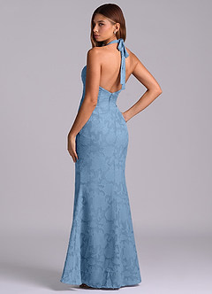 Azazie Valerie 신부 들러리 드레스 인어 주름진 플로럴 번아웃 바닥 길이 드레스 image6