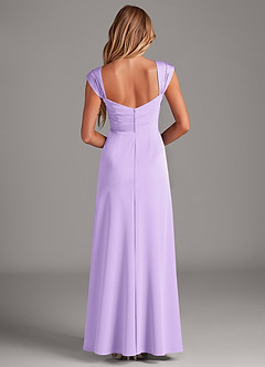 Azazie Laila Robes de demoiselle d'honneur Robe Trapèze en Satin extensible Plissée Lilas image2