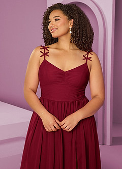 Barbie ♥ Azazie Jurken voor bruidsmeisjes Jurk van Chiffon met A-Lijn Geplooid Bourgondië image6