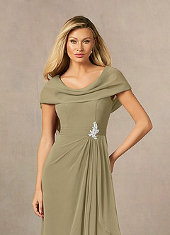 Azazie Mary Mother of the Bride Dresses Moss Green A-Line Side Slit Chiffon Dress image5