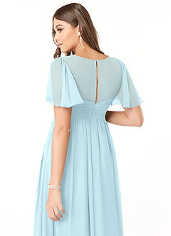 Azazie Verna Maternity Bridesmaid Dresses A-Line V-Neck Ruched Chiffon Floor-Length Dress image6