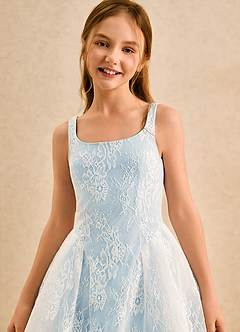 Azazie Cubbie Girls Formal Flower Girl Dresses Sky Blue A-Line Lace Dress image6