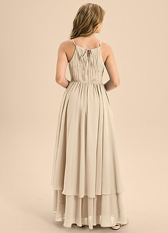 Azazie Elliora Junior Champagne A-Line Pleated Chiffon Dress image2