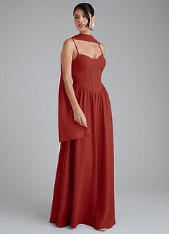 Azazie Alisha Bridesmaid Dresses Terracotta A-Line Corset Chiffon Dress image1