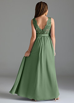 Azazie Elly Junior Matcha A-Line Lace Chiffon Dress image2