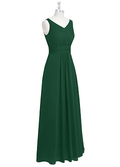 Azazie Pierrette Bridesmaid Dresses Dark Green A-Line Pleated Chiffon Dress image9