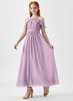 Azazie Chaya Junior Wisteria A-Line Off the Shoulder Chiffon Dress image5