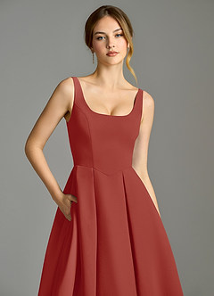 Azazie Amalie Bridesmaid Dresses Terracotta A-Line Pleated Chiffon Dress image7