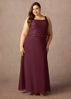 Azazie Cornelia Mother of the Bride Dresses Cabernet Sheath Square Neckline Sequins Chiffon Dress image22