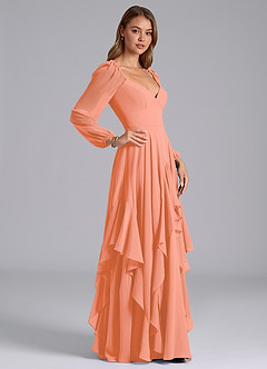 Azazie Karan Bridesmaid Dresses Sunset A-Line Long Sleeve Chiffon Dress image5